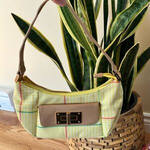 Lauren Ralph Lauren Yellow Houndstooth Plaid Designer Shoulder Bag